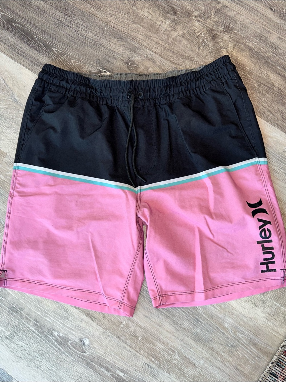 Hurley Black Swim Shorts with Gray Waistband